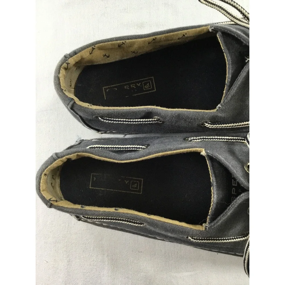 Sperry 10.5 M Top-Sider Blue Canvas Boat Shoes Mens Coastal Preppy Collegiate